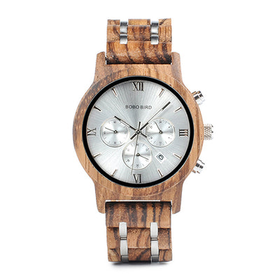 Wooden Watches for Lovers Wood and Steel Combined Design with Stop Watch Three Colors Option