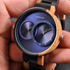 Ultra Thin Men Watch Original Wood Watches 2 Time Zone Display Quartz Wristwatch