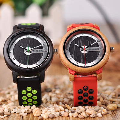 Silicone and Wooden Watches Quartz  for Unisex