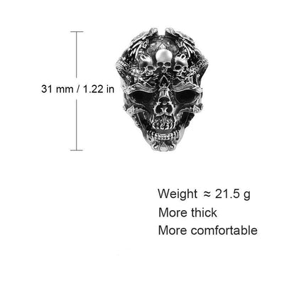 925 Sterling Silver Skull Ring Men Adjustable Dragon Ring Punk Rock Gothic Jewelry