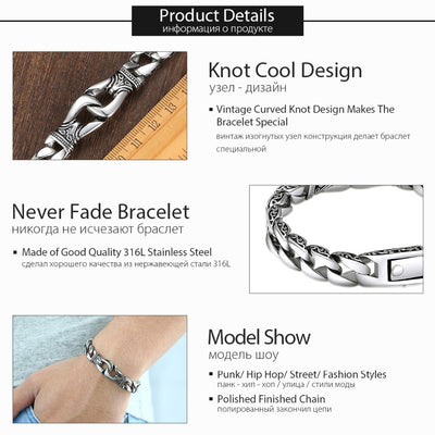 Mens Bracelet  Stainless Steel Silver Color Curved Curb Link Chain Bracelets for Men