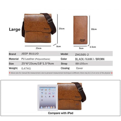 Bag Set Men Pu Leather Shoulder Bags Business Crossbody Casual Bag Famous Brand