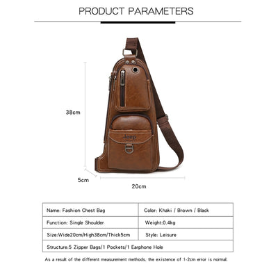 Men Messenger Bags Crossbody Shoulder Bag Man's Leather Sling Chest Bag Fashion Casual