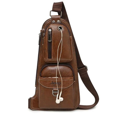 Men Messenger Bags Crossbody Shoulder Bag Man's Leather Sling Chest Bag Fashion Casual