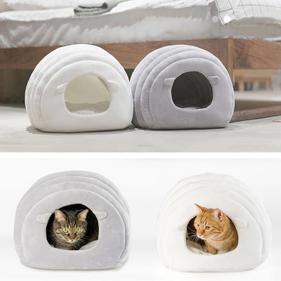 New Warm Cat Cave House Foldable Puppy Kitten Sleeping Bag Comfortable Soft Small Dog Kennel Bed Winter Pet Nest Cushion