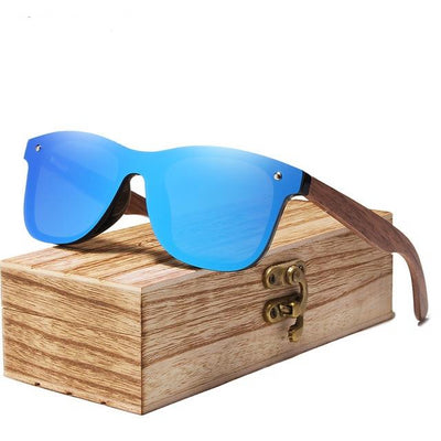 Sunglasses Polarized Walnut Wood Mirror Lens  Brand Design Colorful Shades Handmade