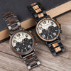 Wood Watches  Mens Military Wristwatch Chronograph Retro Wrist Watches