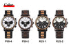 Wood Watches  Mens Military Wristwatch Chronograph Retro Wrist Watches