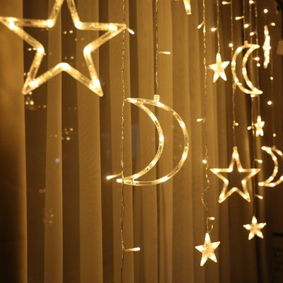 Moon Star Lamp LED Christmas Lights Decoration Holiday Lights Curtain light