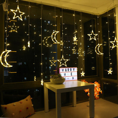 Moon Star Lamp LED Christmas Lights Decoration Holiday Lights Curtain light