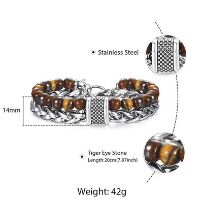 Stainless Steel Black  And Stone Beads Chaint for Men