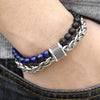 Stainless Steel Black  And Stone Beads Chaint for Men