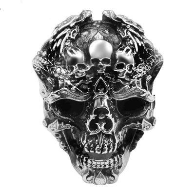 925 Sterling Silver Skull Ring Men Adjustable Dragon Ring Punk Rock Gothic Jewelry