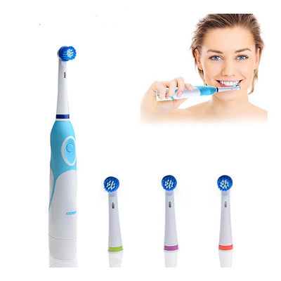 Rotating Electric Toothbrush Battery Operated with 4 Brush Heads Oral