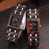 Wooden Women's Watches Top Fashion Square Dial Watch Collection for Ladies Stainless Steel Wristwatch