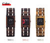 Wooden Women's Watches Top Fashion Square Dial Watch Collection for Ladies Stainless Steel Wristwatch