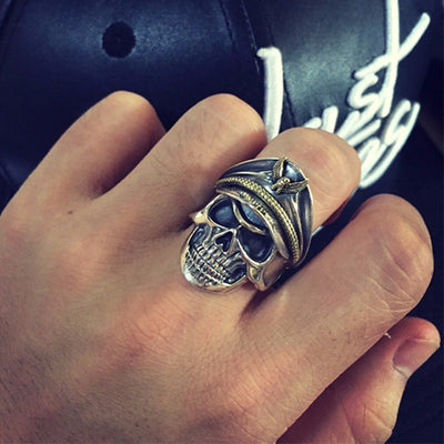 Soldier Skull Ring 925 Silver  For Men