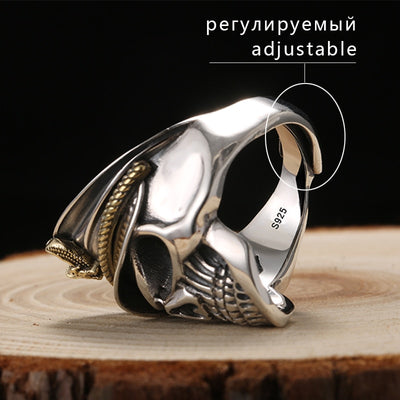 Soldier Skull Ring 925 Silver  For Men