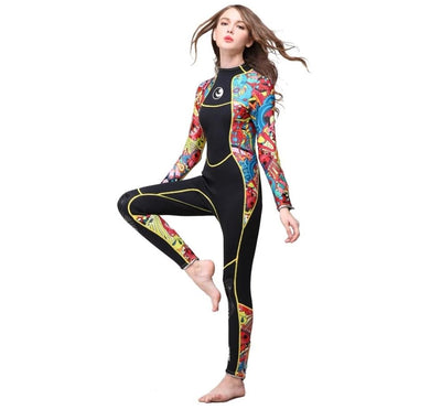 Women 3 mm SCR neoprene wetsuit High elasticity color stitching Surf Diving suit Equipment Jellyfish clothing long sleeved