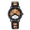 Men Wood Watch Metal Quartz Watch with Date Display Male