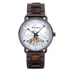 Men Wood Watch Metal Quartz Watch with Date Display Male