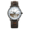 Men Wood Watch Metal Quartz Watch with Date Display Male