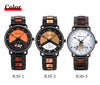 Men Wood Watch Metal Quartz Watch with Date Display Male