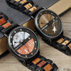 Men Wood Watch Metal Quartz Watch with Date Display Male