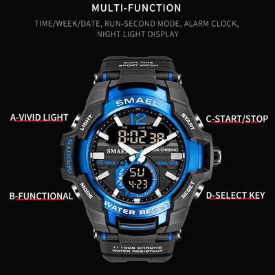 Men's Sports Watches  Waterproof 50M Quartz Digital Military Army Clock