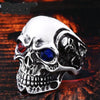 Skull Ring Stainless Steel men's Gothic  Carving  with red blue eye rock