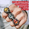 Skull  Ring Rock Claw with three Zircon stone evil eye CZ ring men